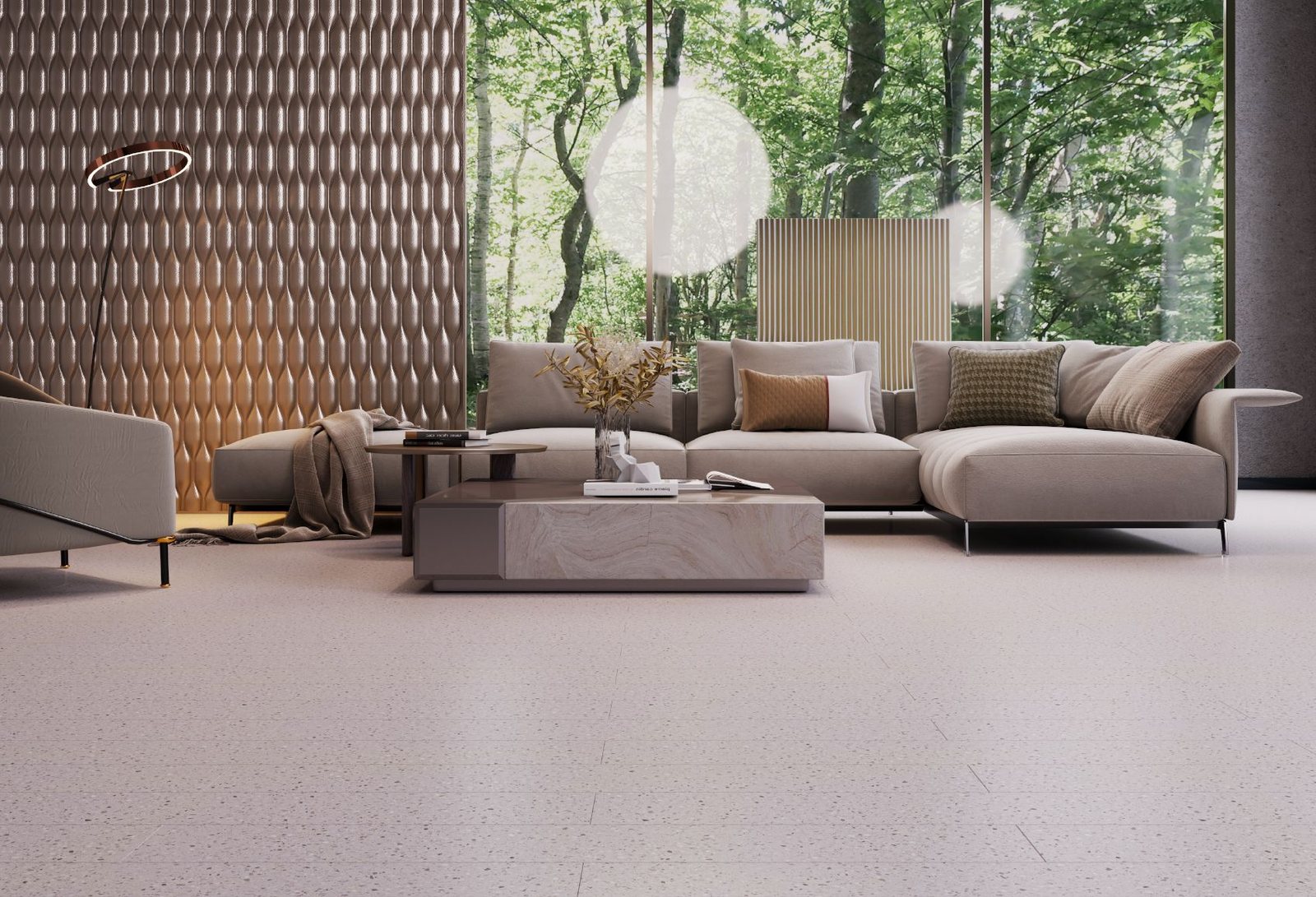 Penerapan lantai SPC Taco 5mm TV5527 Charcoal Terrazzo
